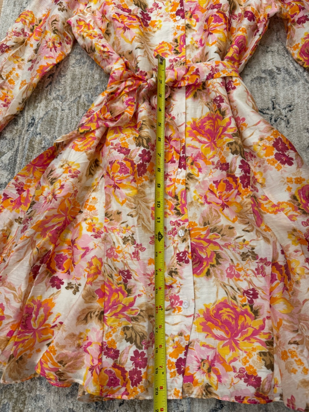 CeCe Spring Floral Button-Front Dress in Pink, Yellow & Cream - Picture 4 of 10